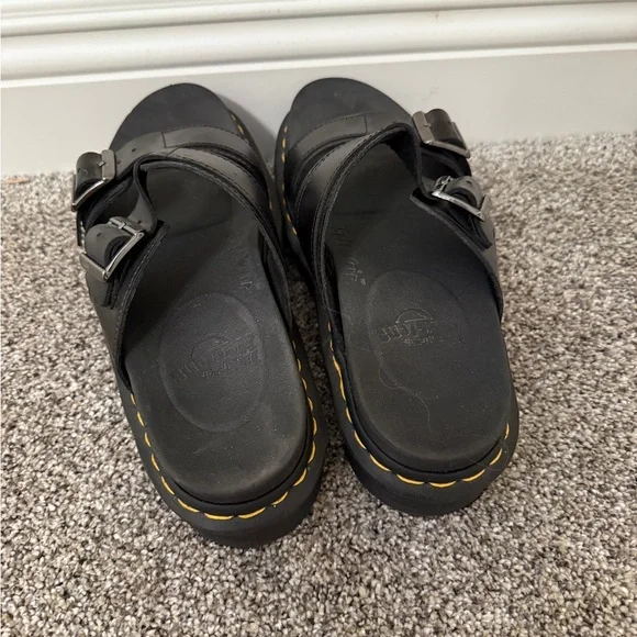 Dr. Martens Black Leather Myles Platform Sandals - Doc Martens - Picture 3 of 6